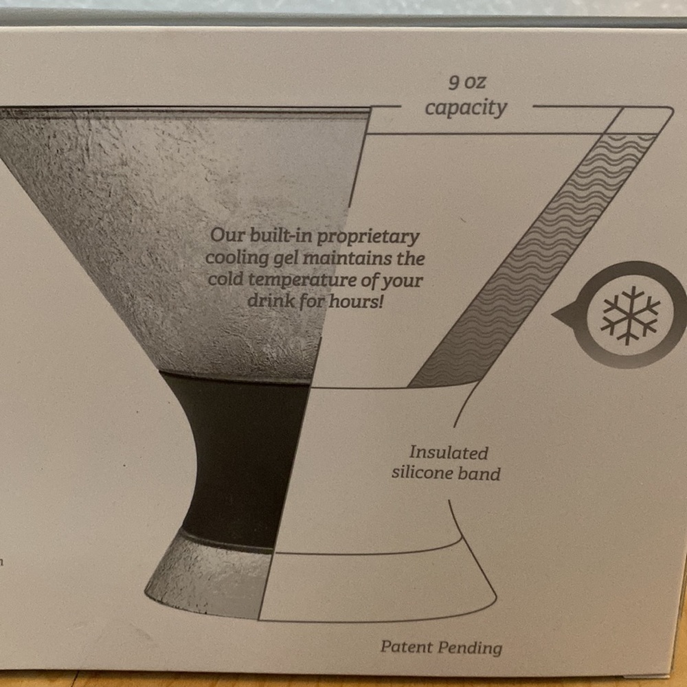 New! Martini Freeze Cooling Cups, Glasses NEW IN BOX. Clear with grey grip..HOST - Picture 8 of 16